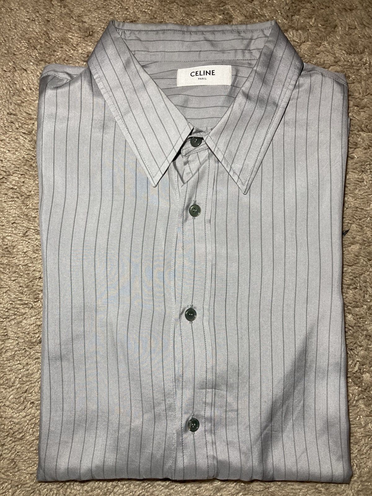 Celine AW23 Celine Silk Striped Carnaby Shirt 43 Button Hedi 2023 Size US XL / EU 56 / 4 - 1 Thumbnail