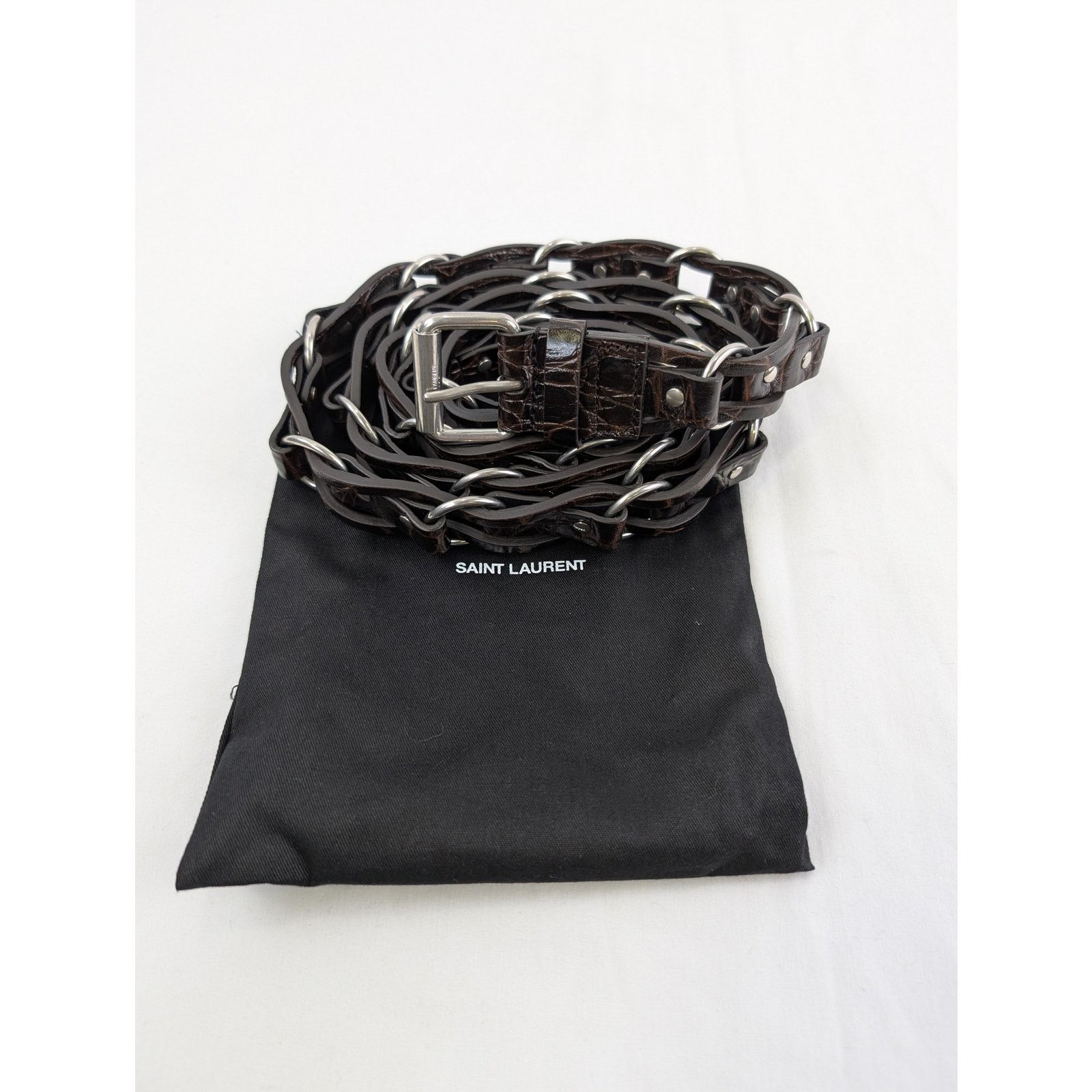 Saint Laurent Paris o1rshd1 Size: 100 / Motorcycle Buckle Belt Croc Embossed Size 40 - 12 Thumbnail