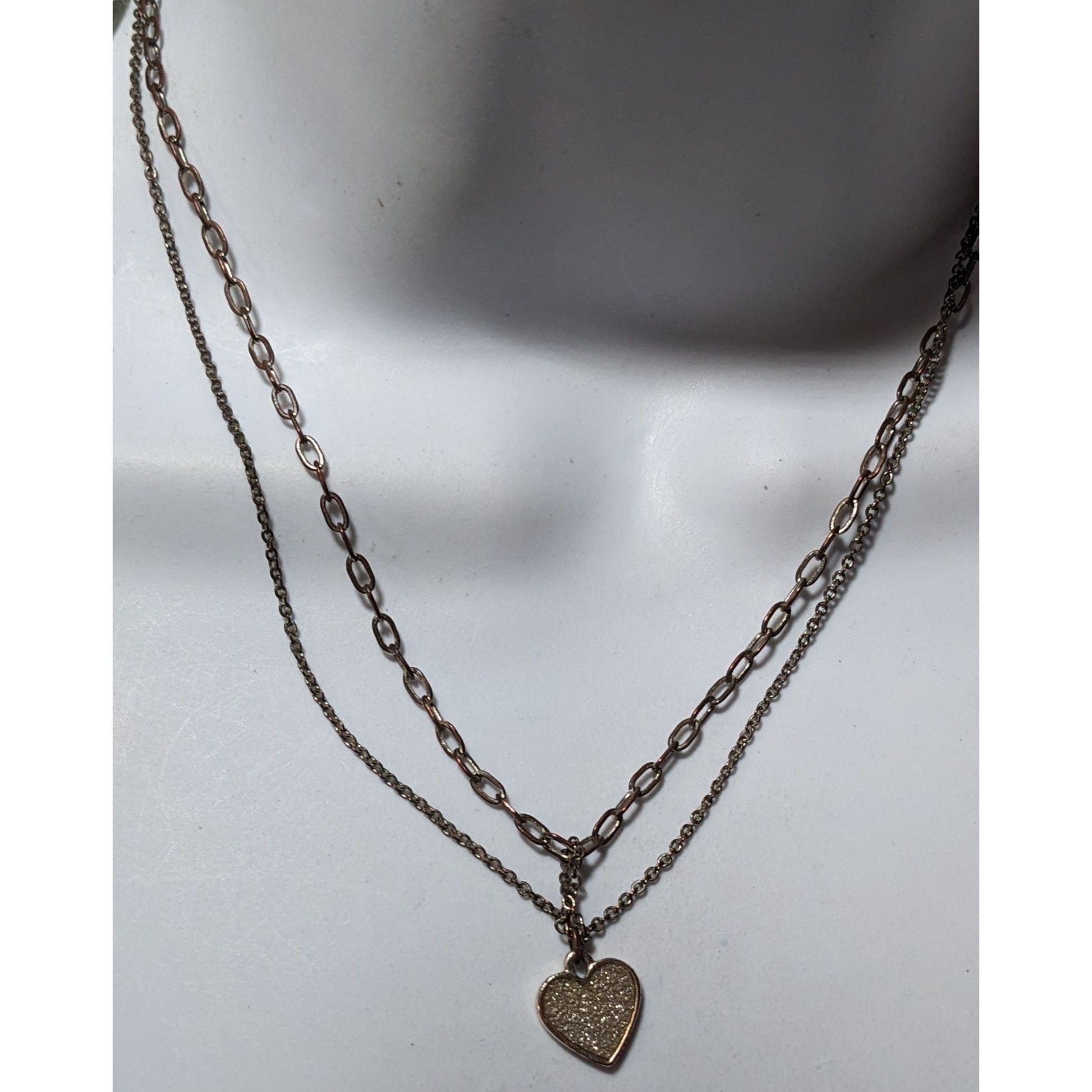 Other Minimalist Rose Gold Tone Multilayer Silver Glitter Heart Ne Size ONE SIZE - 7 Thumbnail