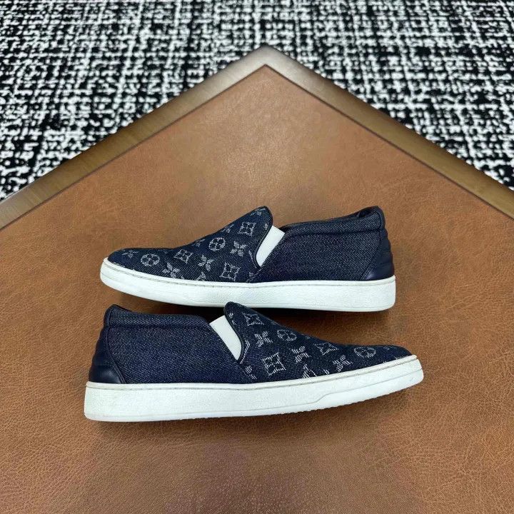 Louis Vuitton Louis Vuitton Blue Canvas Slip-On Sneakers -2508 Size US 6.5 / EU 39-40 - 4 Thumbnail