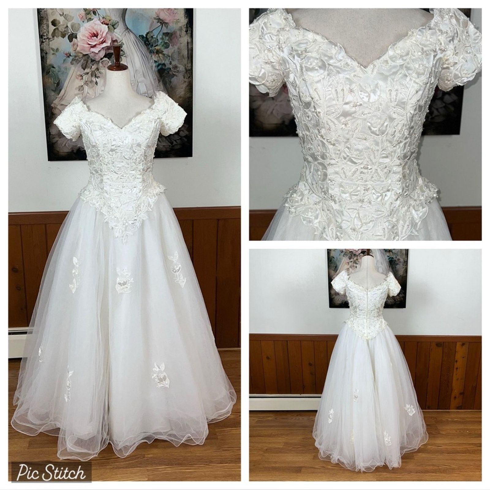 Elegant Vintage 90s Michaelangelo White Tulle Wedding Gown!
