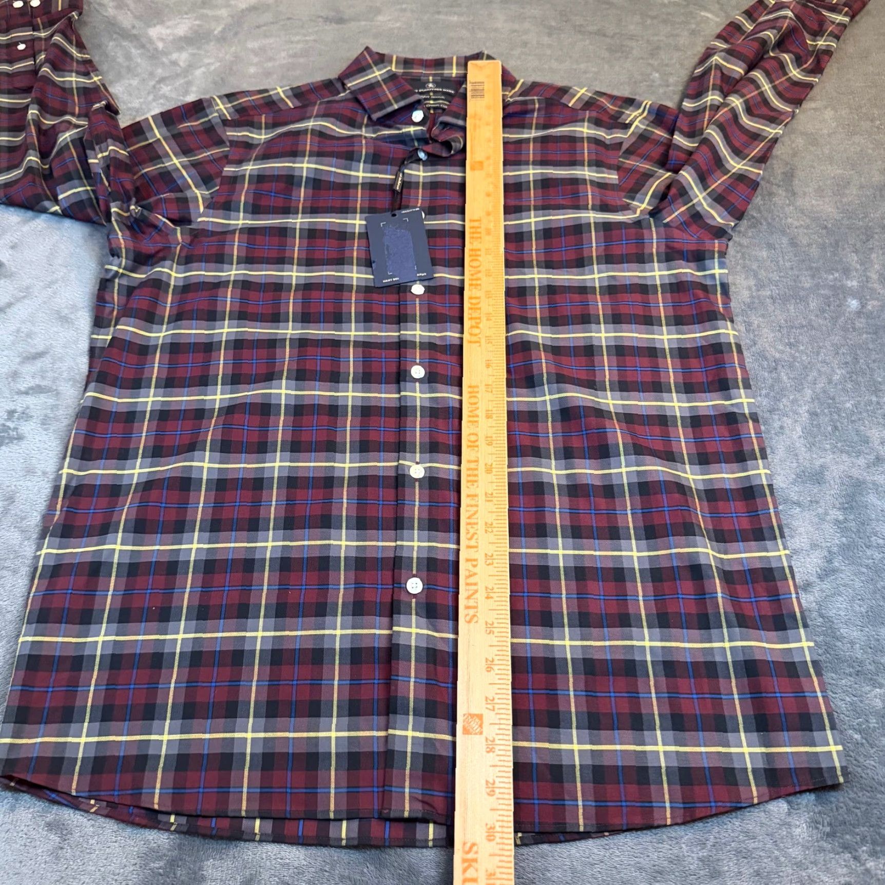 Hart Schaffner Marx Hart Schaffner Marx Shirt Plaid Burgundy Grey Multicolor Long Sleeve Button-Up Classic Mens M NWT Stretch Comfort Fall Spring Winter Casual Business Size US M / EU 48-50 / 2 - 7 Thumbnail