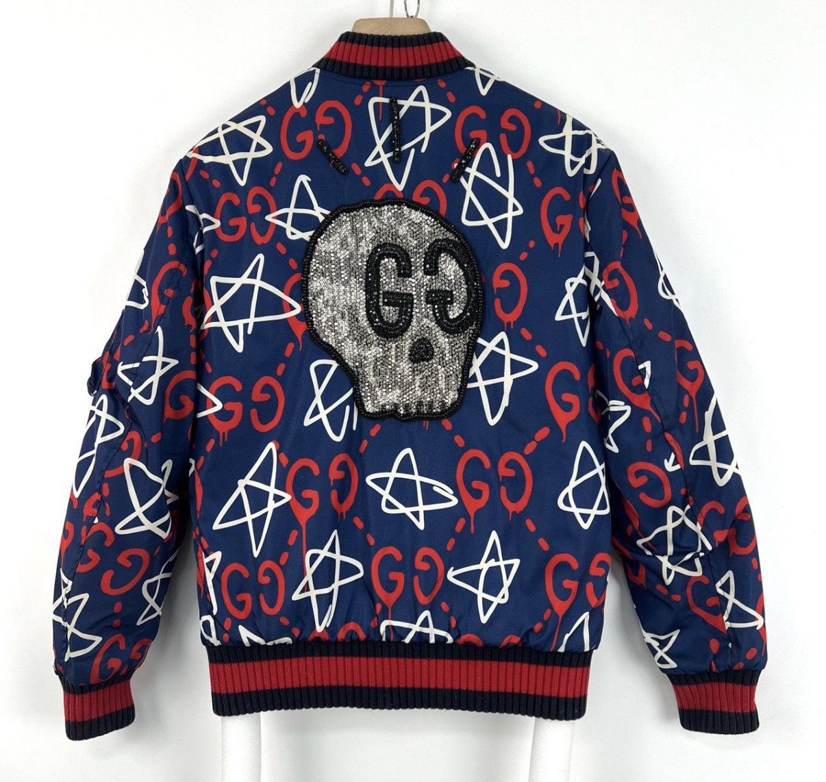 Gucci Gucci All-Over Logo Pentagram Graffiti Baseball Jacket K12 Size US XXS / EU 40 - 2 Thumbnail