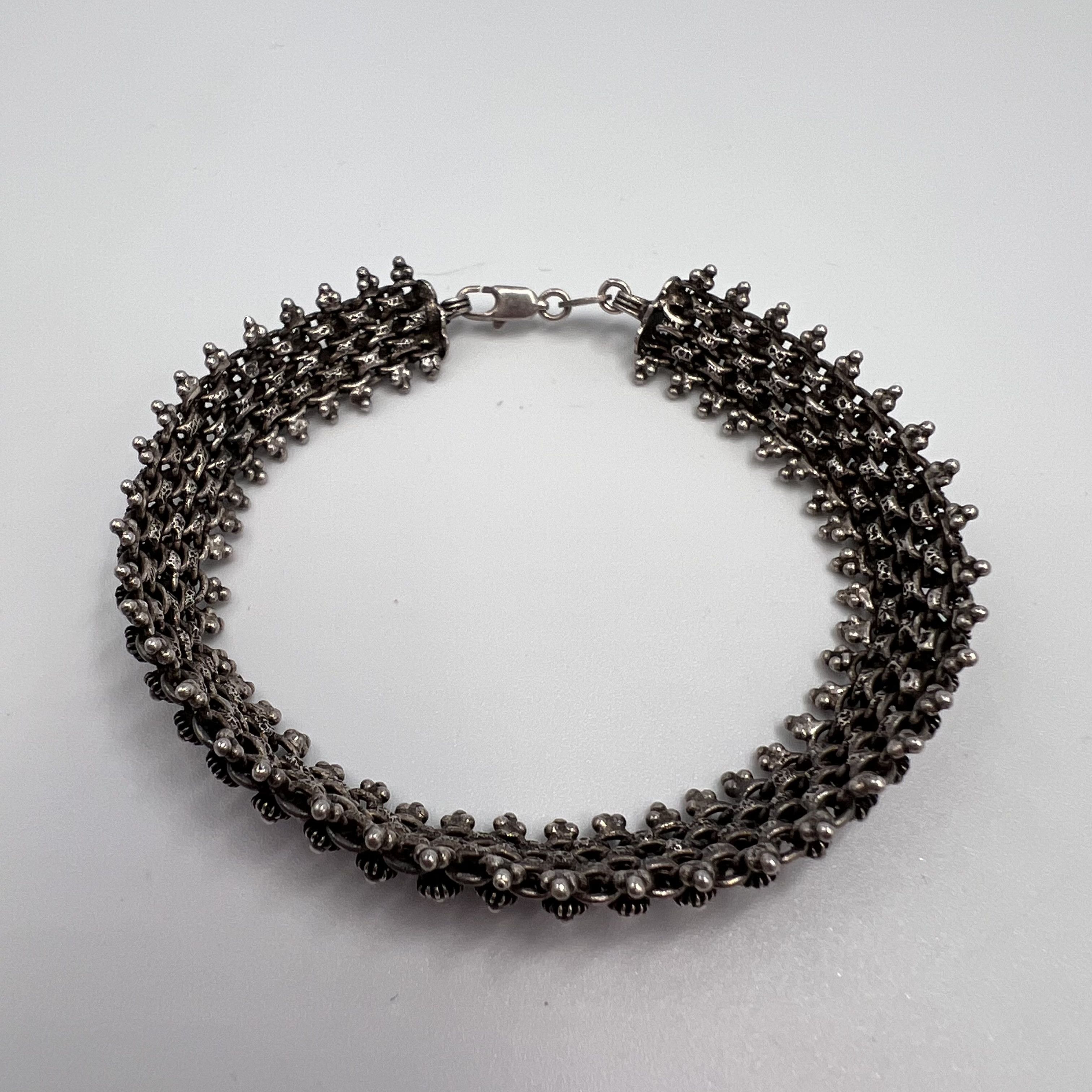 Sterling Silver Vintage Bracelet Chain Black Sterling Silver 925 Jewelry Size ONE SIZE - 3 Thumbnail