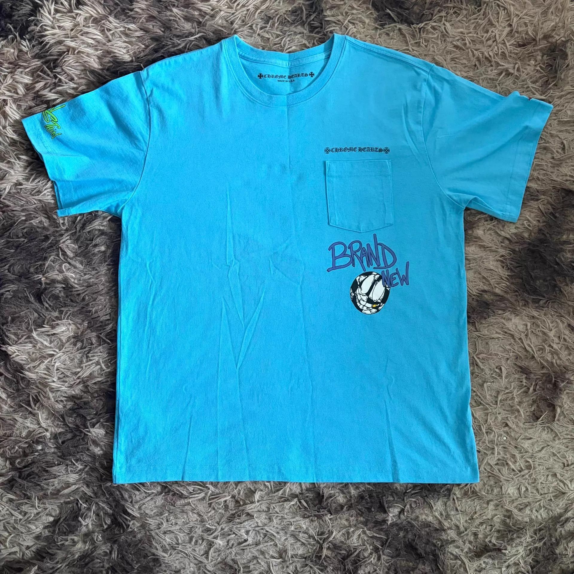 Chrome Hearts Blue Short-Sleeve Graphic T-Shirt with Pocket Size US XL / EU 56 / 4 - 1 Thumbnail