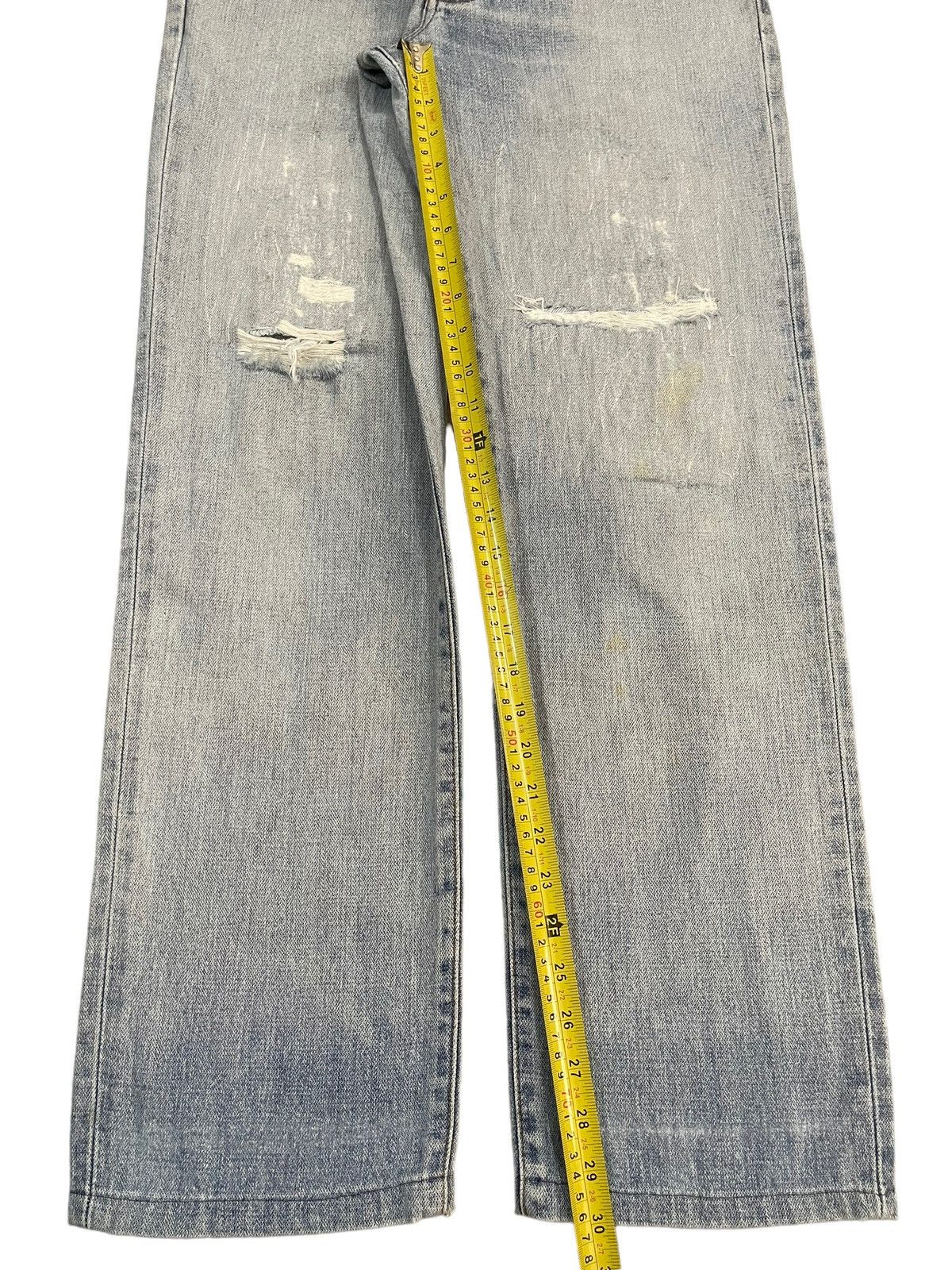 Wrangler Vintage 90s Wrangler Blue Wash Distress Straight Leg Loose Size US 30 / EU 46 - 10 Thumbnail