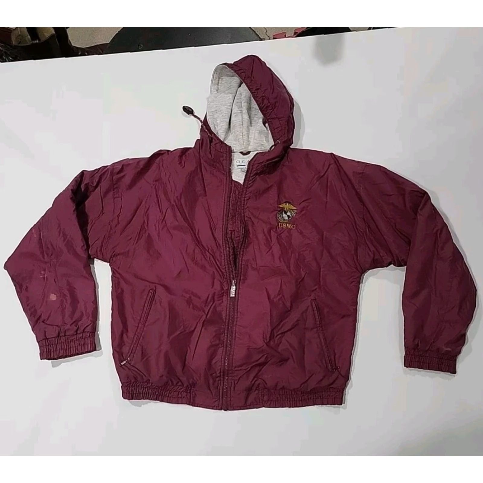 Vintage VINTAGE USMC Hooded Windbreaker Purple Nylon Embroidered Lined Med 1990s Hoodie Jacket Mens M Size US M / EU 48-50 / 2 - 2 Thumbnail