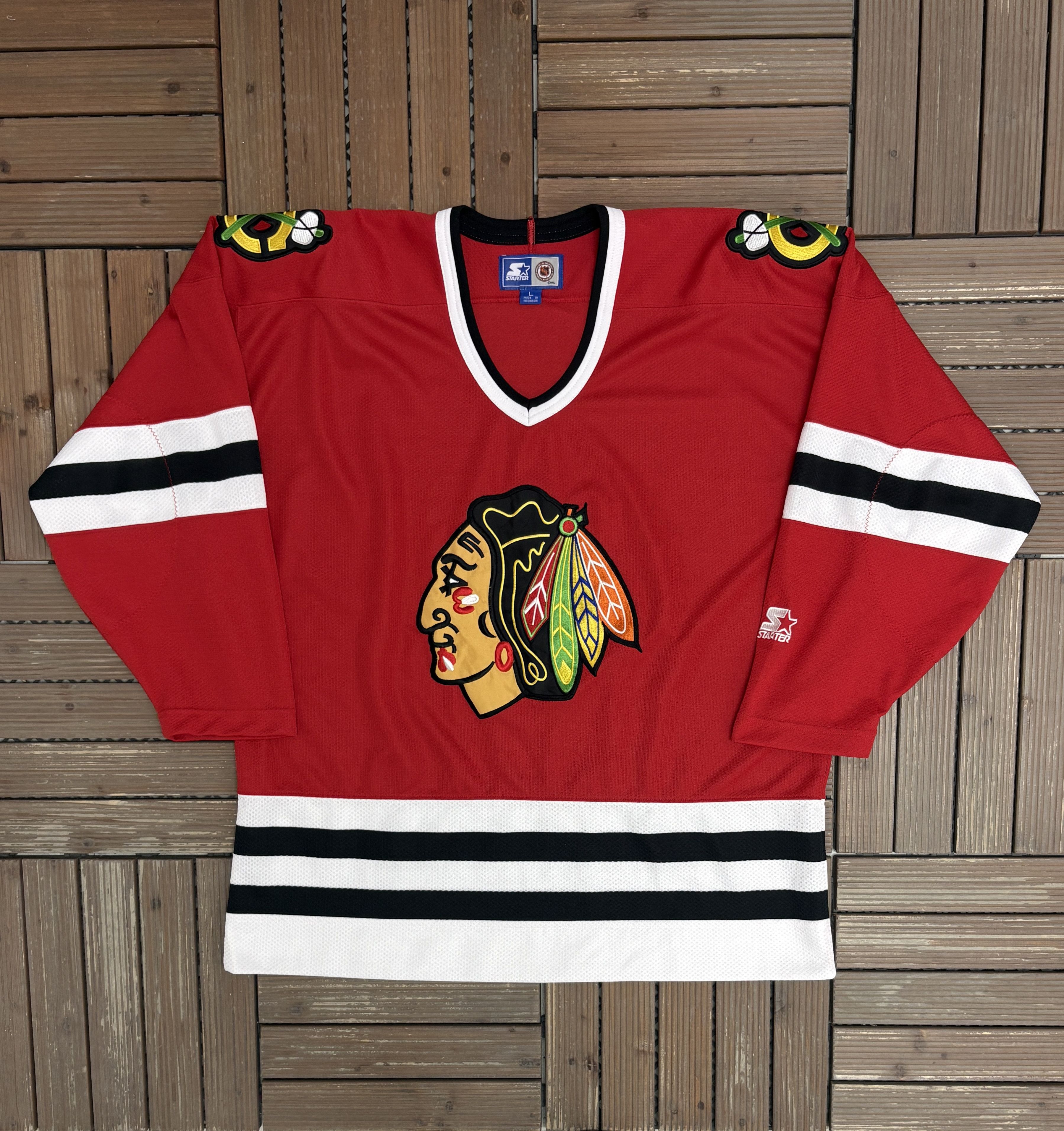 Starter Chicago Blackhawks Stitched Vintage Hockey Jersey Size US L / EU 52-54 / 3 - 1 Thumbnail