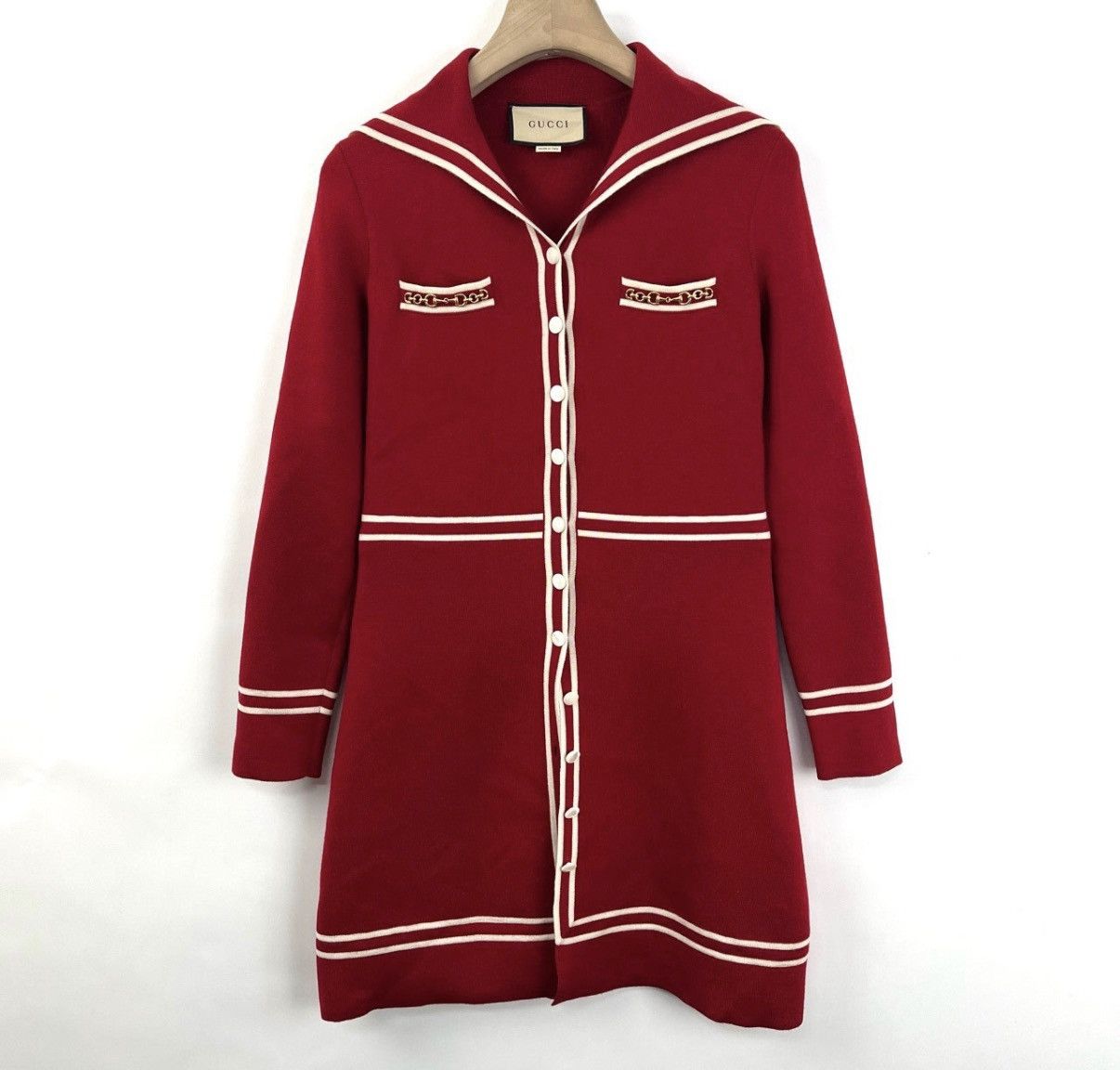 Gucci Gucci/Red Horsebit Chain Knit Dress K12 Size XS / US 0-2 / IT 36-38 - 1 Thumbnail