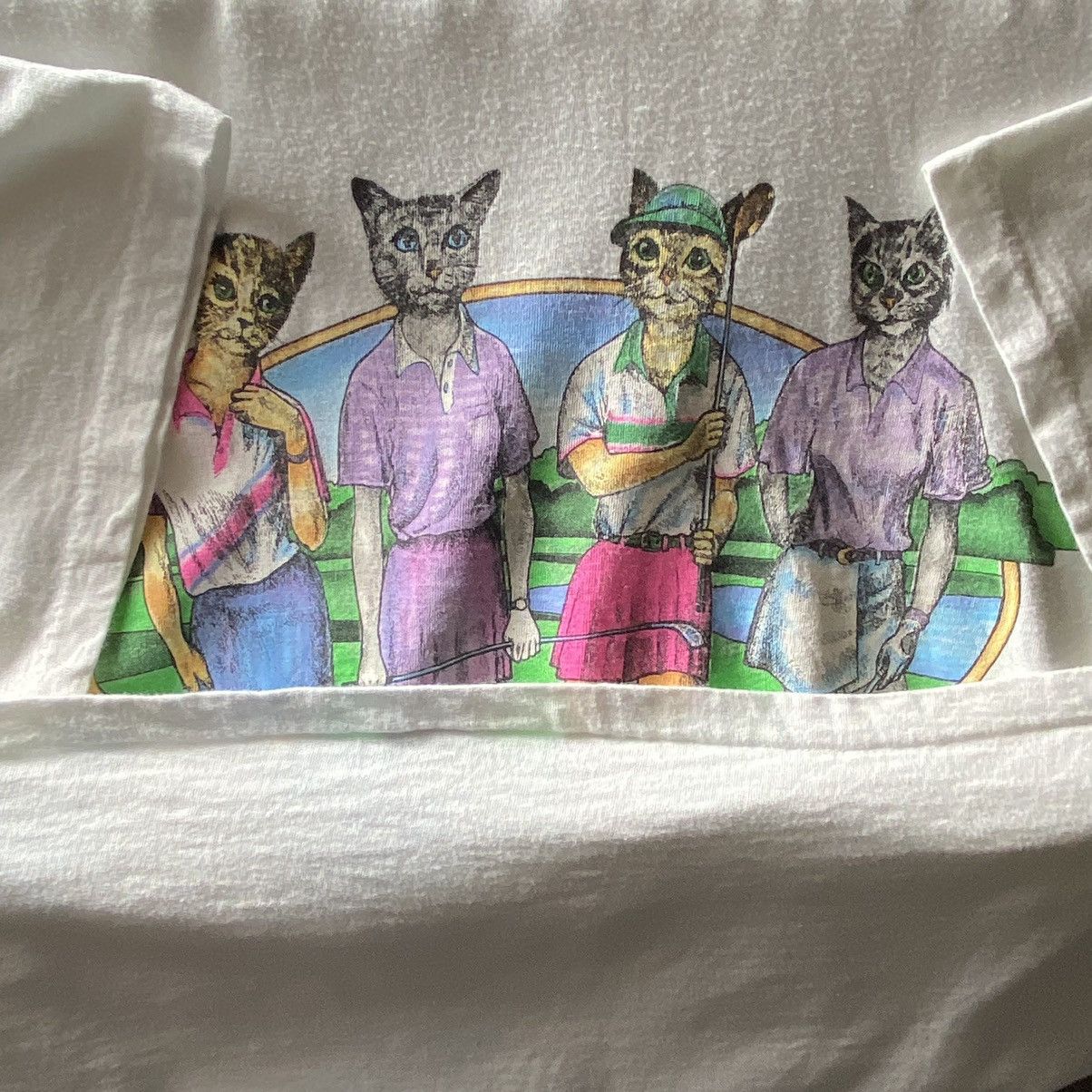 Vintage Vintage 90s Tennis Cats Double Sides Graphic T-Shirt Size US XXL / EU 58 / 5 - 6 Thumbnail