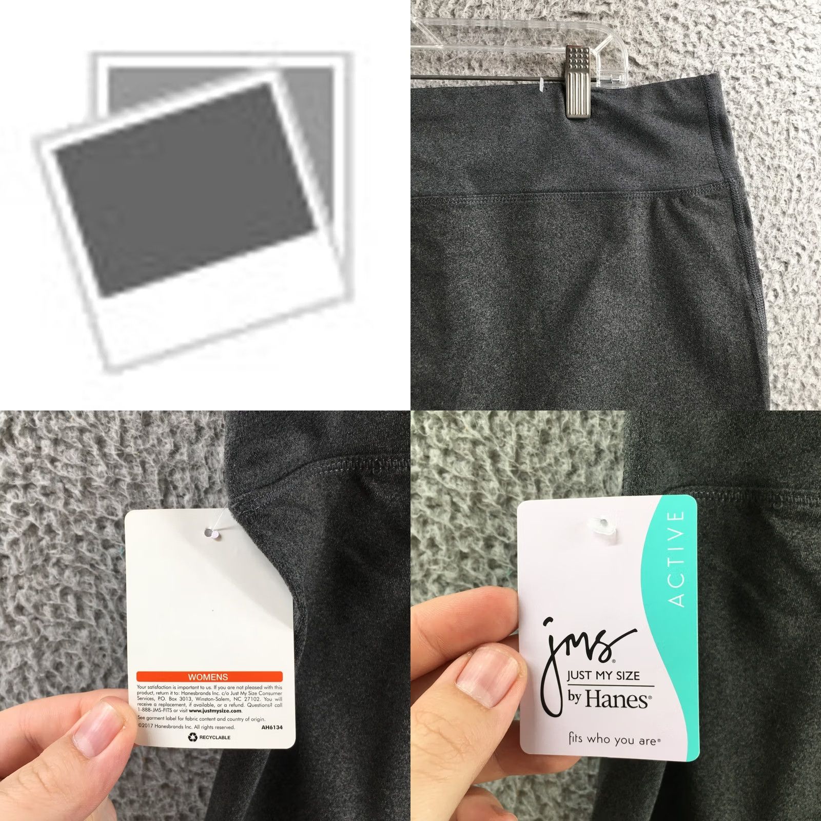 Vintage Just My Size Hanes Leggings Womens 3X Gray Activewear Pull On Elastic Waist NEW Size 40" / US 18 - 9 Thumbnail