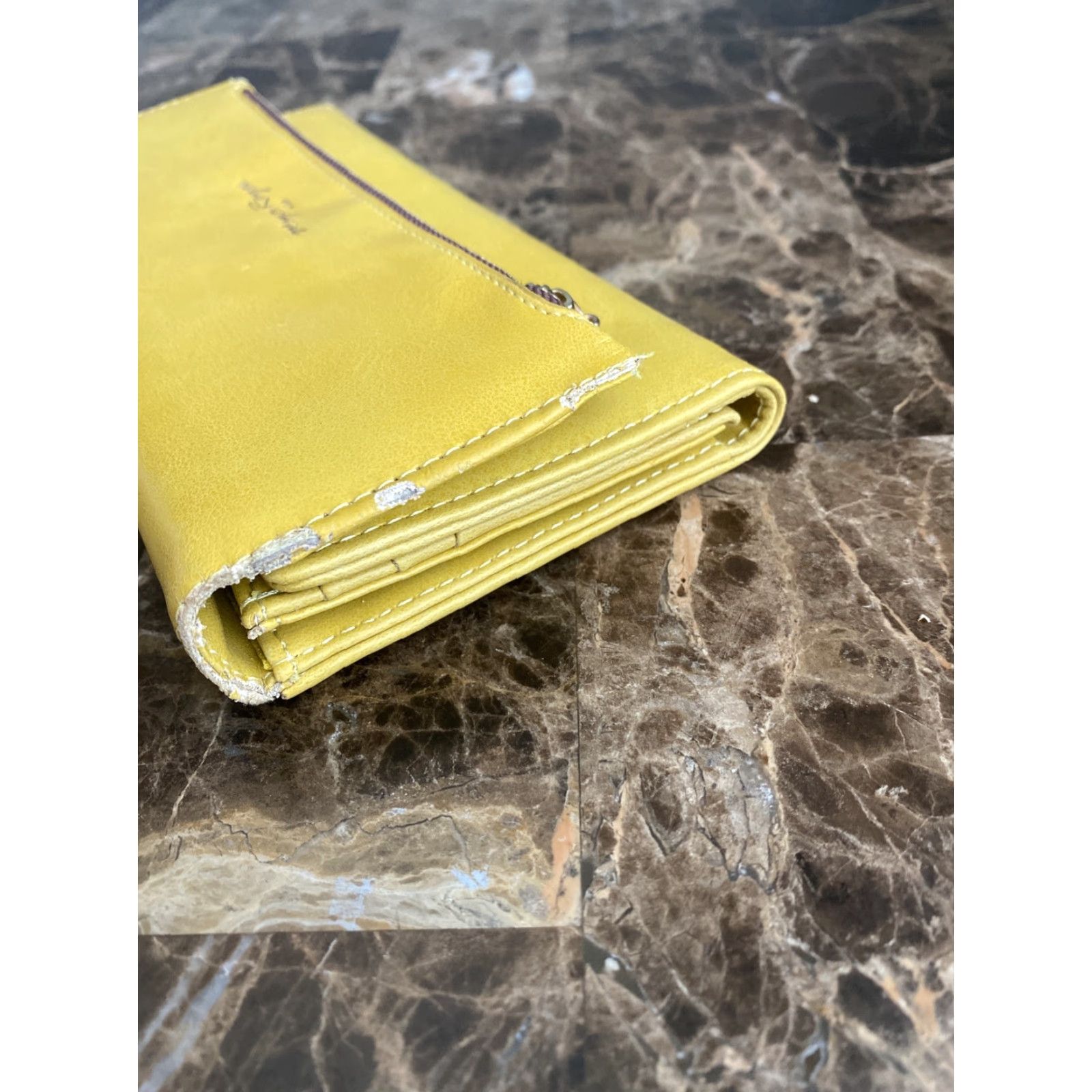 Vintage VINTAGE Maya Reyes USA Womens Leather Tri Fold Wallet Clutch Yellow Size ONE SIZE - 4 Thumbnail