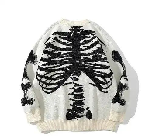 Japanese Brand Oversized Skeleton Bone Printed Knitted Sweaters Size US L / EU 52-54 / 3 - 4 Thumbnail