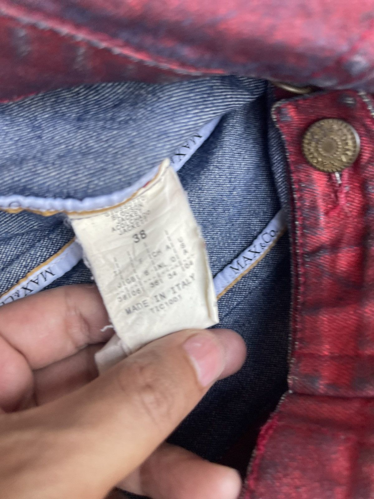 Other MAX&Co. Red Denim Jacket Distressed Finish Rugged Charm Size S / US 4 / IT 40 - 5 Thumbnail
