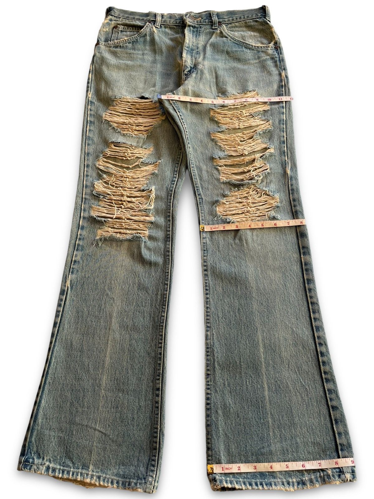 Lee Vintage 70s Lee Riders Talon Zipper Distressed Flare Jeans Size US 32 / EU 48 - 13 Thumbnail