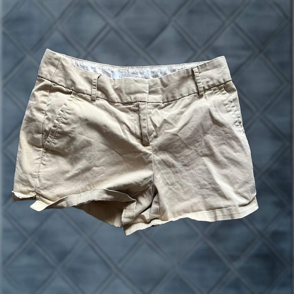 Loft VINTAGE LOFT Women's Casual Shorts 0 Beige Flat Front Low Rise Cotton 4" Inseam Size 25" / US 0 / IT 36 - 1 Thumbnail