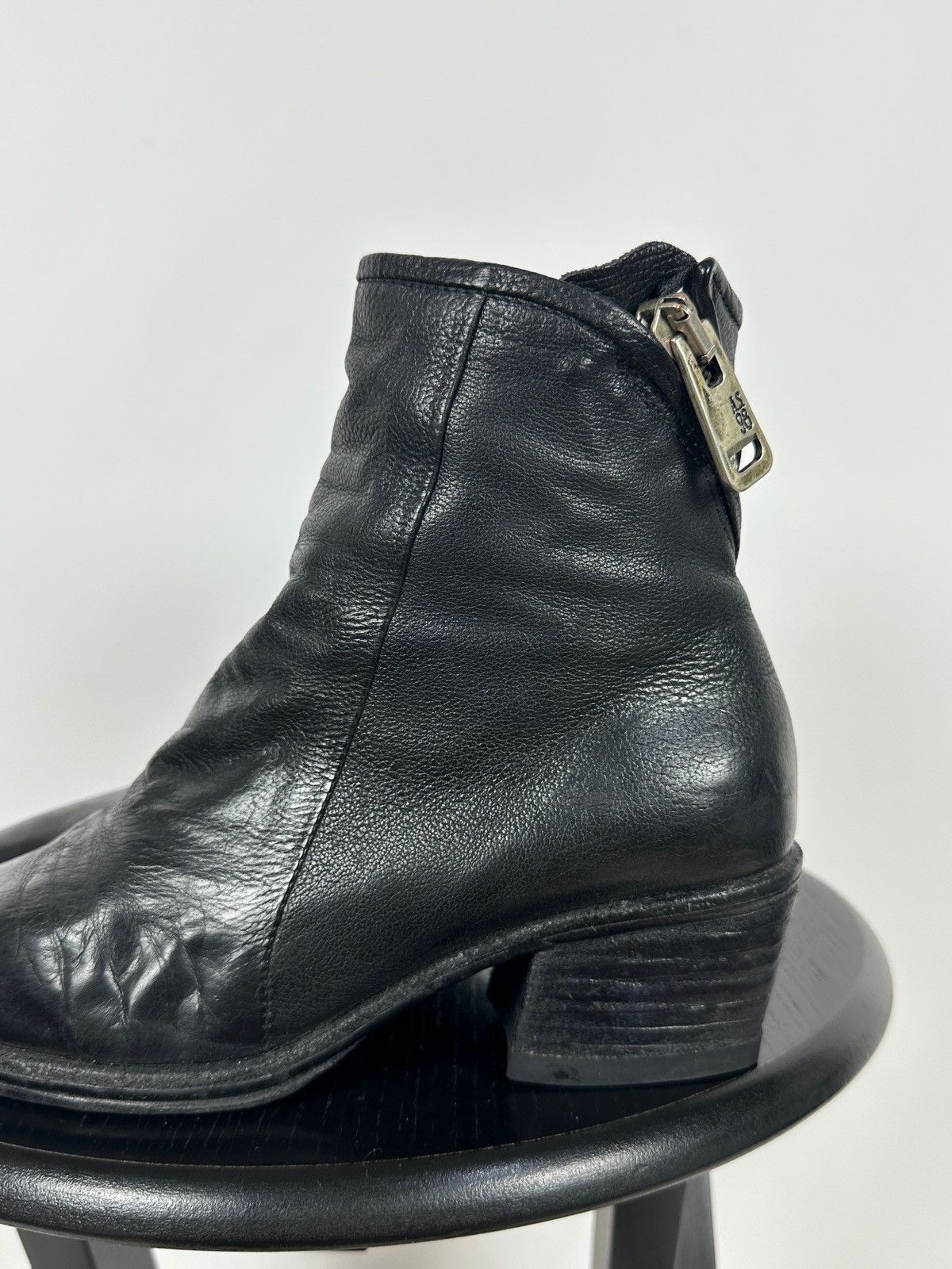 A.S.98 A.S.98 Black Leather Zipper Ankle Boots Size US 7 / IT 37 - 12 Thumbnail