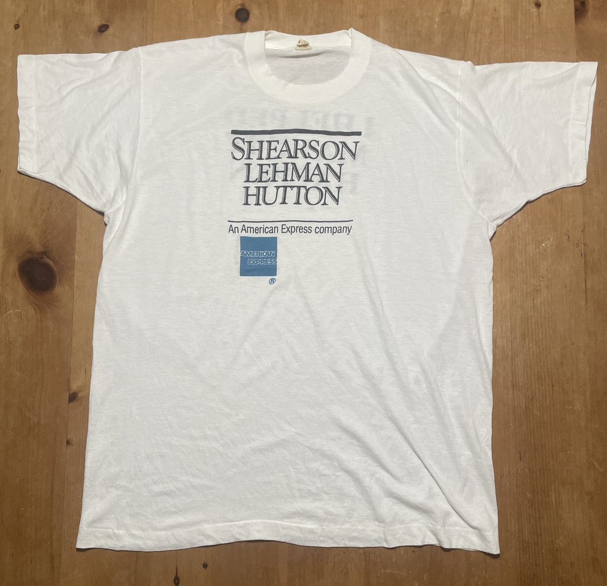 image of Screen Stars x Vintage 80's Shearson Lehman Hutton T Shirt in White, Men's (Size Small)