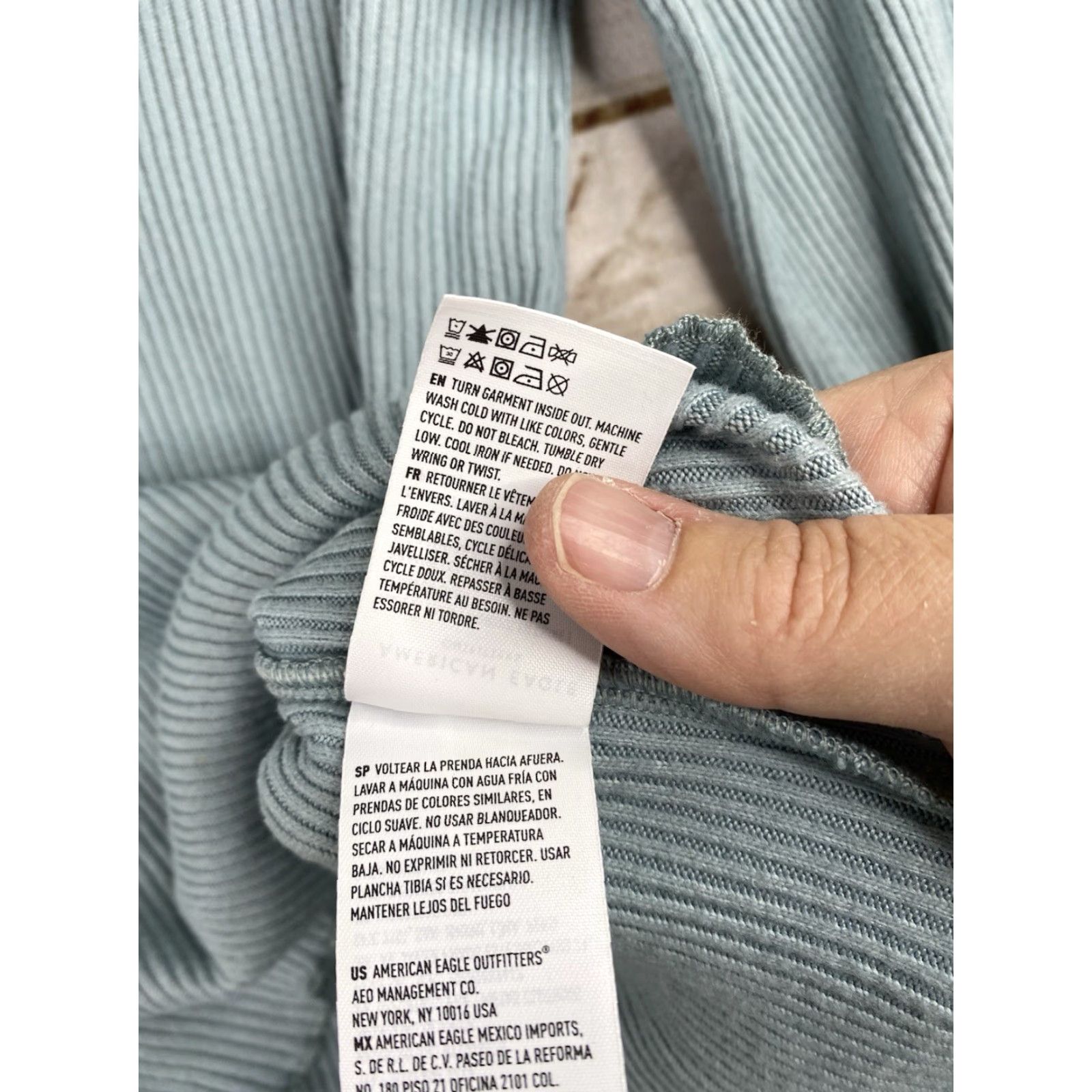 American Eagle Outfitters American Eagle Outfitters Sweater Women S Pullover Mock Neck Blue Ribbed Ruffle Cropped Knit S Size S / US 4 / IT 40 - 7 Thumbnail