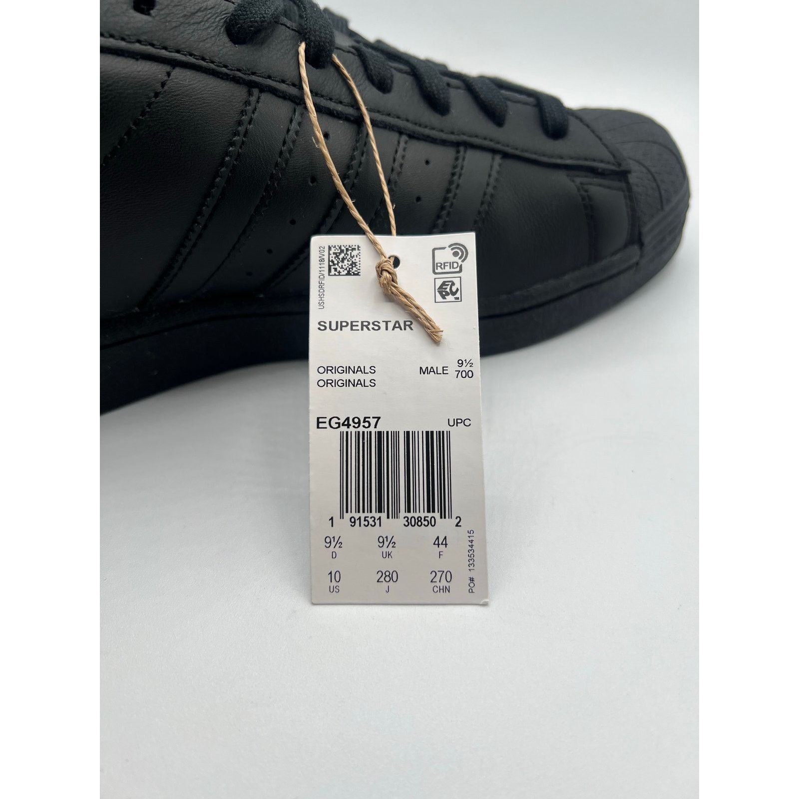 Adidas Adidas Superstar “All Black” size 10 men’s Size US 10 / EU 43 - 6 Thumbnail