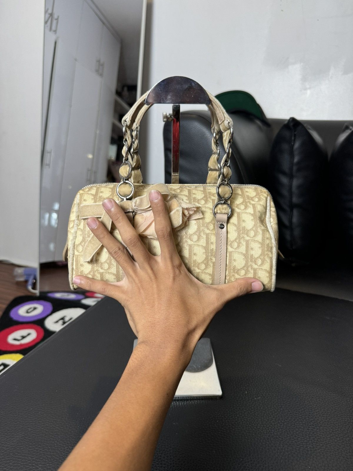 Dior Dior Brown Dior Oblique Romantique Canvas Handbag Beige Size ONE SIZE - 13 Thumbnail
