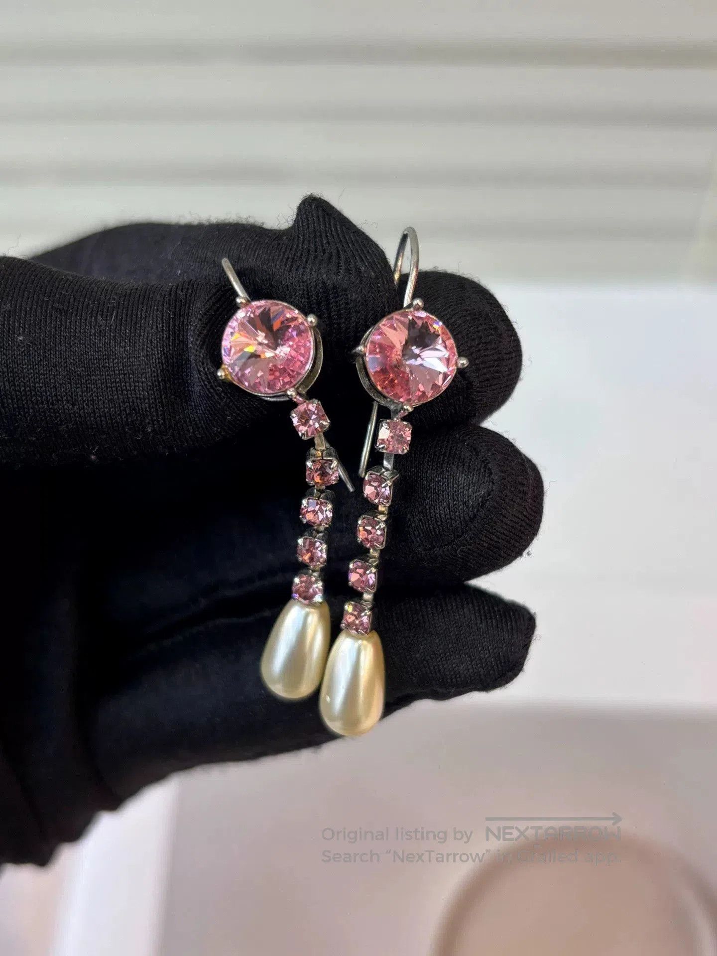 Miu Miu Miu Miu Pink Rhinestone Tassel Earrings. Size ONE SIZE - 1 Thumbnail