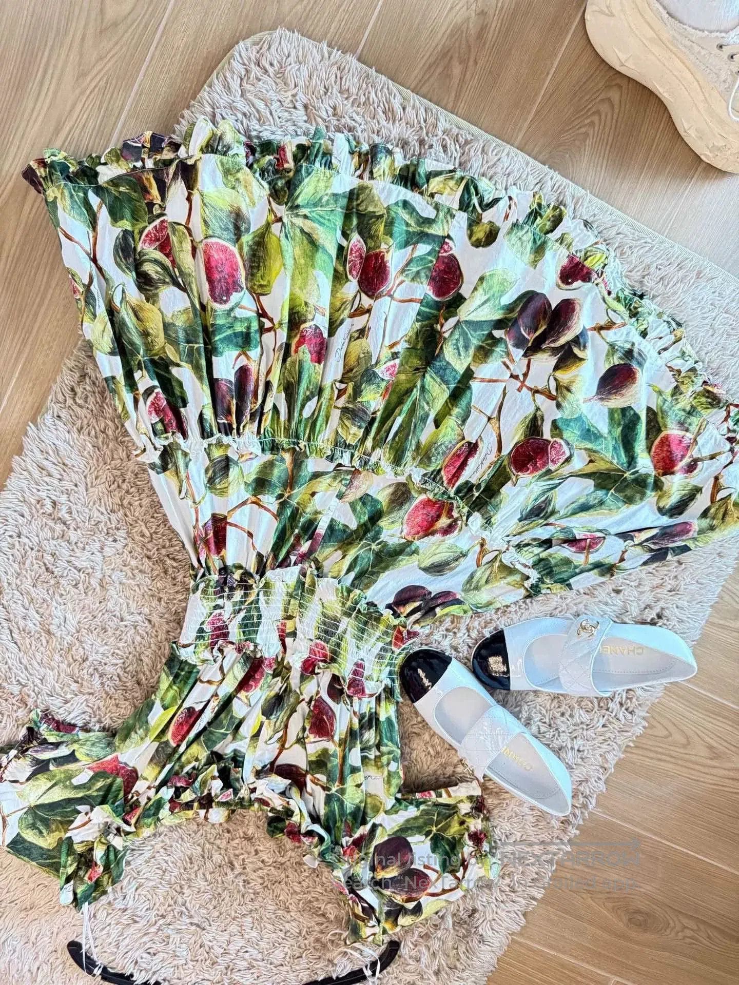 Dolce & Gabbana Dolce & Gabbana Fig Print Off-Shoulder Dress. Size M / US 6-8 / IT 42-44 - 4 Thumbnail