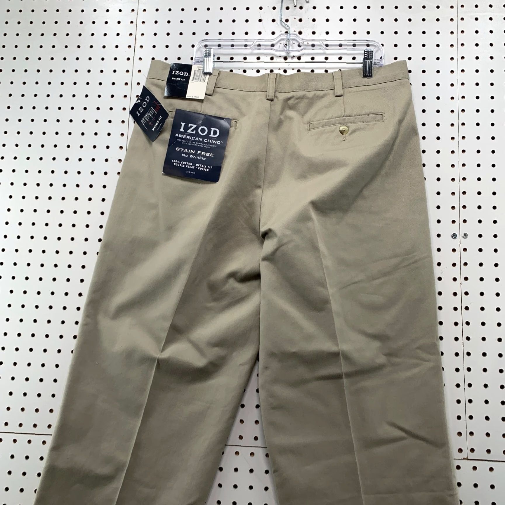 Izod NEW IZOD Pants Mens 38x29 Khaki Chino Metrix Fit Straight Wrinkle Free Stain NWT Size US 38 / EU 54 - 7 Thumbnail