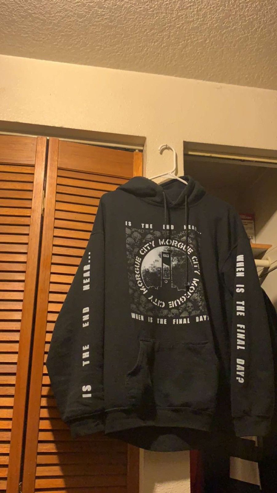 image of City Morgue Is The End Near Hoodie in Black, Men's (Size Large)