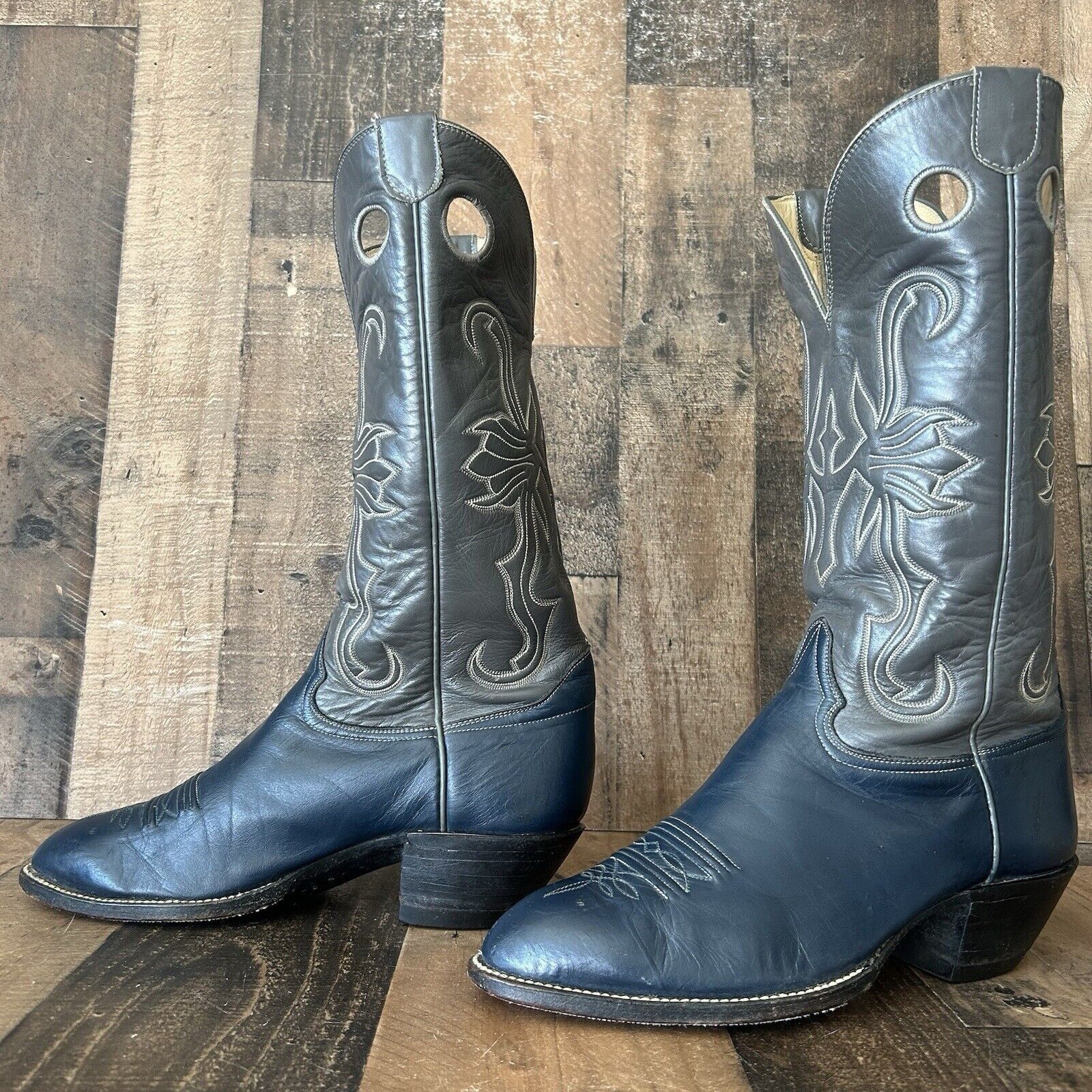 Vintage Hondo Vintage Blue Western Cowboy Boots Mens 9.5 EEE Size US 9.5 / EU 42-43 - 1 Thumbnail