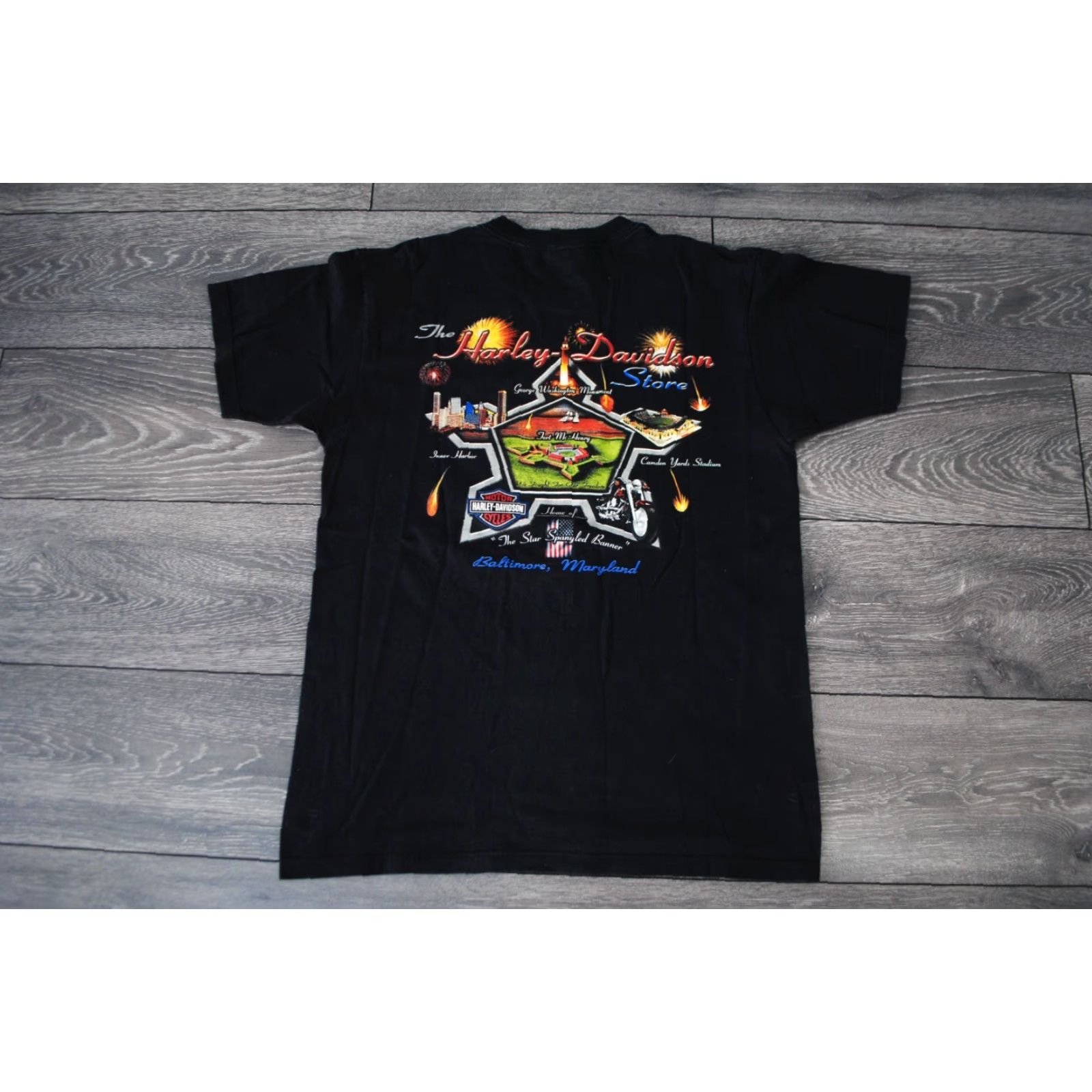 Harley Davidson VINTAGE Harley-Davidson T-shirt EAGLE Baltimore Maryland Black Mens Large Size US L / EU 52-54 / 3 - 7 Thumbnail