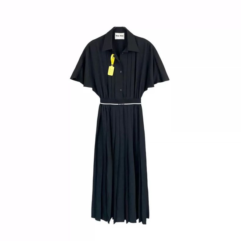 Miu Miu Miu Miu Black Logo Short Sleeve Dress Size US S / EU 44-46 / 1 - 1 Thumbnail