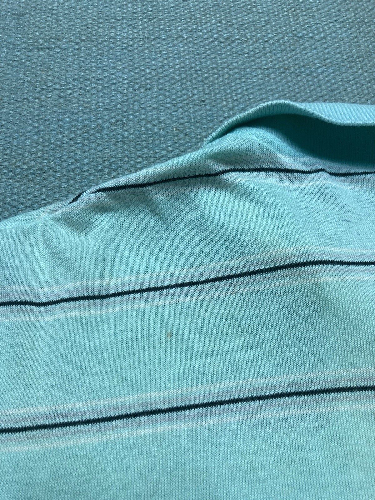 Vintage Vtg 70s 80 polo shirt tiffany blue striped distressed medium Size US M / EU 48-50 / 2 - 8 Thumbnail