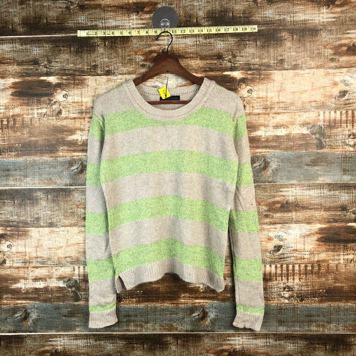 Japanese Brand DL Frees Phrase Stripe Green Knitwear #C518 Size US M / EU 48-50 / 2 - 1 Thumbnail