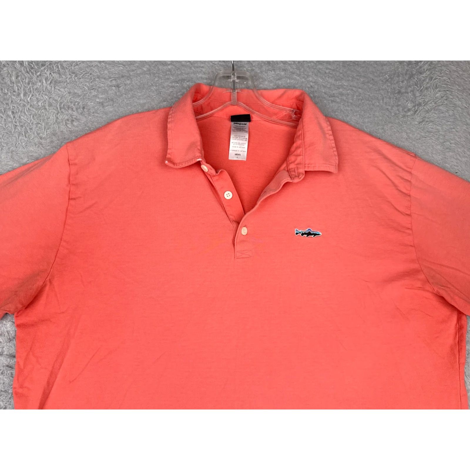 Patagonia Patagonia Polo Shirt Men Large Orange 100% Cotton Short Sleeve Trout Logo Polo Shirt Mens Large Orange Size US L / EU 52-54 / 3 - 4 Thumbnail