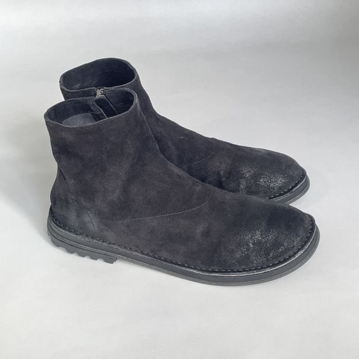Marsell Black Waxed Suede Side Zip Boots | Grailed