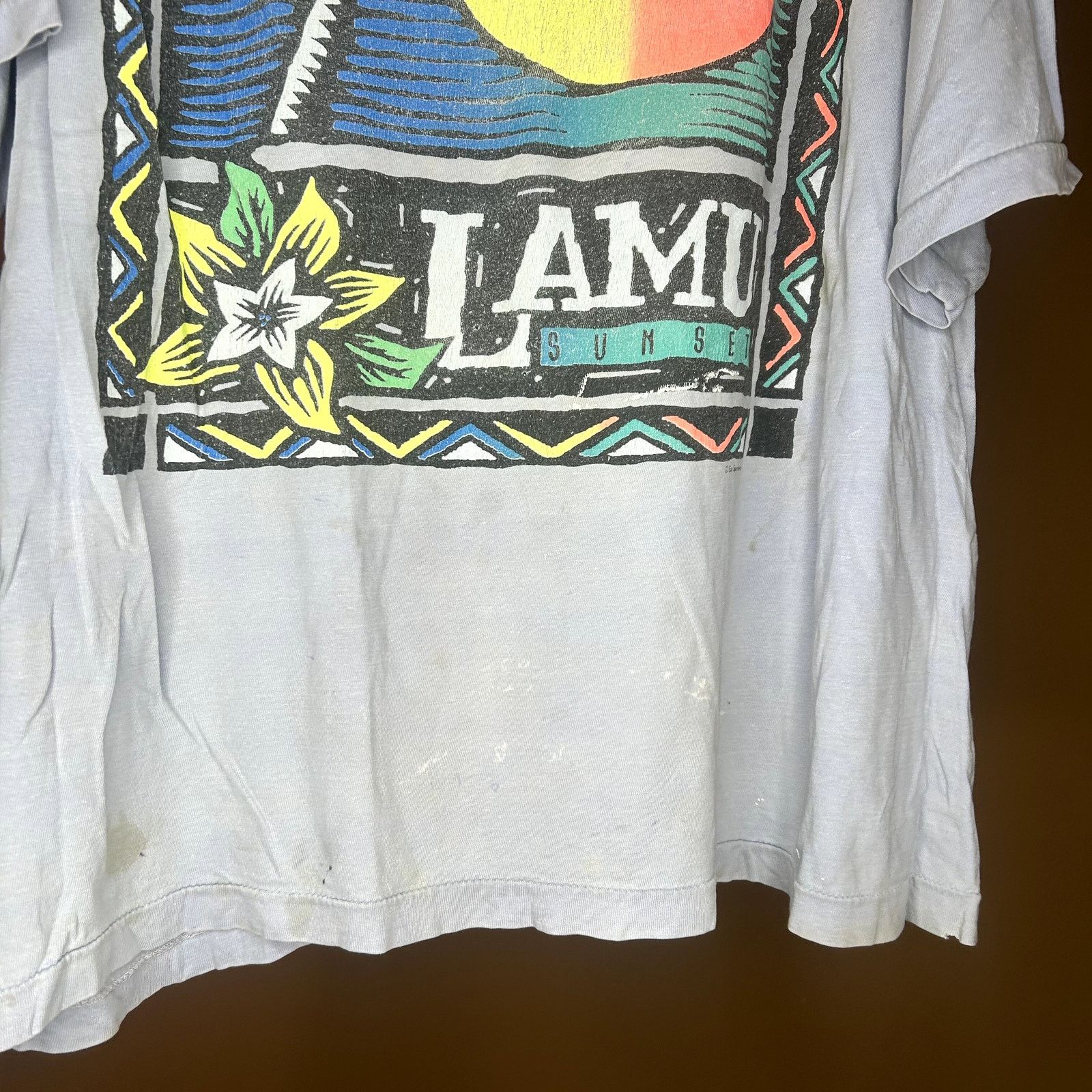 Vintage Vintage 90s Lamu Sunset T-Shirt Size US L / EU 52-54 / 3 - 5 Thumbnail