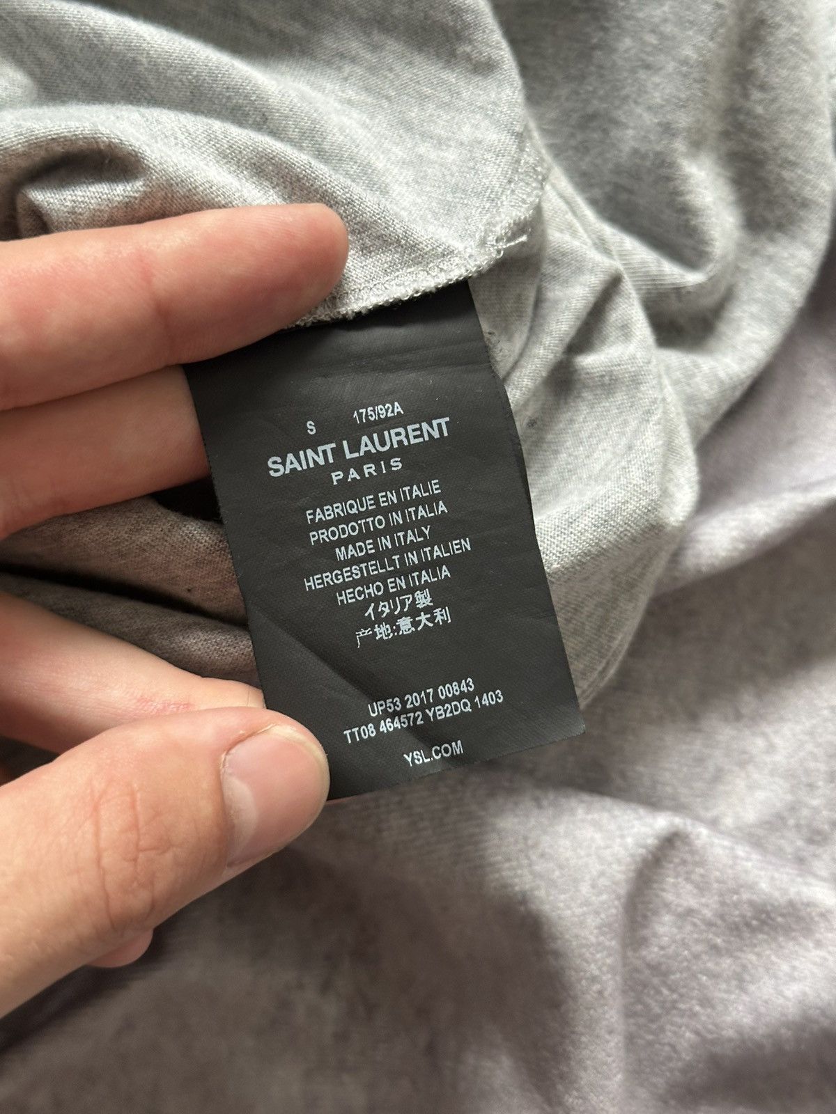 Saint Laurent Paris Saint Laurent Paris Men's Gray Logo T-Shirt Size Small Size US S / EU 44-46 / 1 - 9 Thumbnail