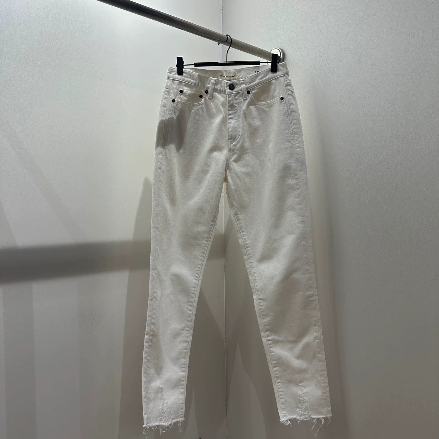 Saint Laurent Paris SL feb319 Logo Slogan Tassel Straight Jeans 27 Size 27" / US 4 / IT 40 - 1 Thumbnail