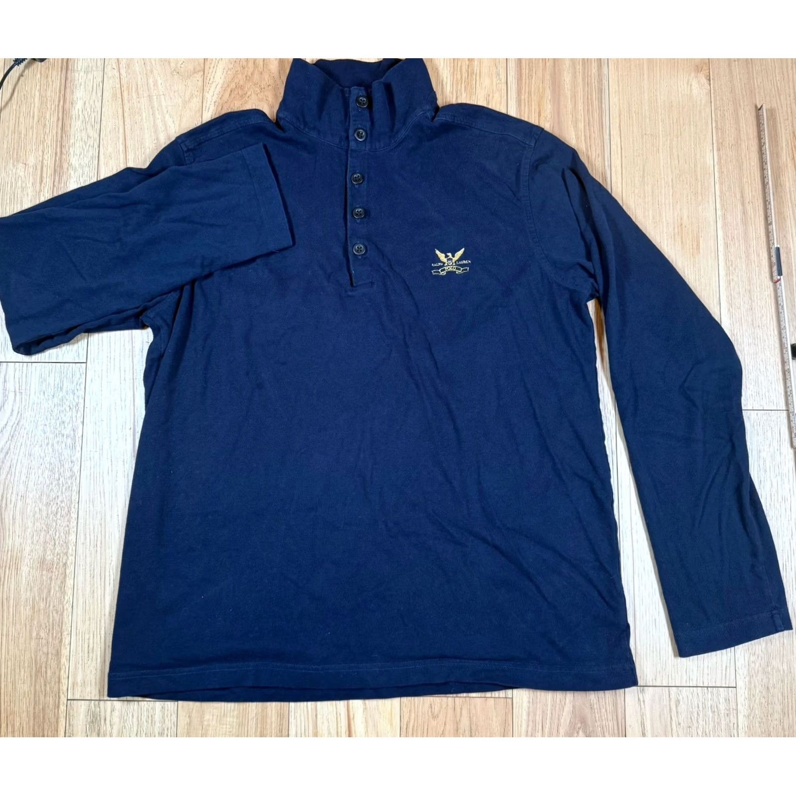 Ralph Lauren VINTAGE Ralph Lauren Polo Shirt XL Men Blue Eagle Flag Crest Stand Mock Collar Mens XL Blue Eagle Flag Crest Polo Shirt Size US XL / EU 56 / 4 - 3 Thumbnail
