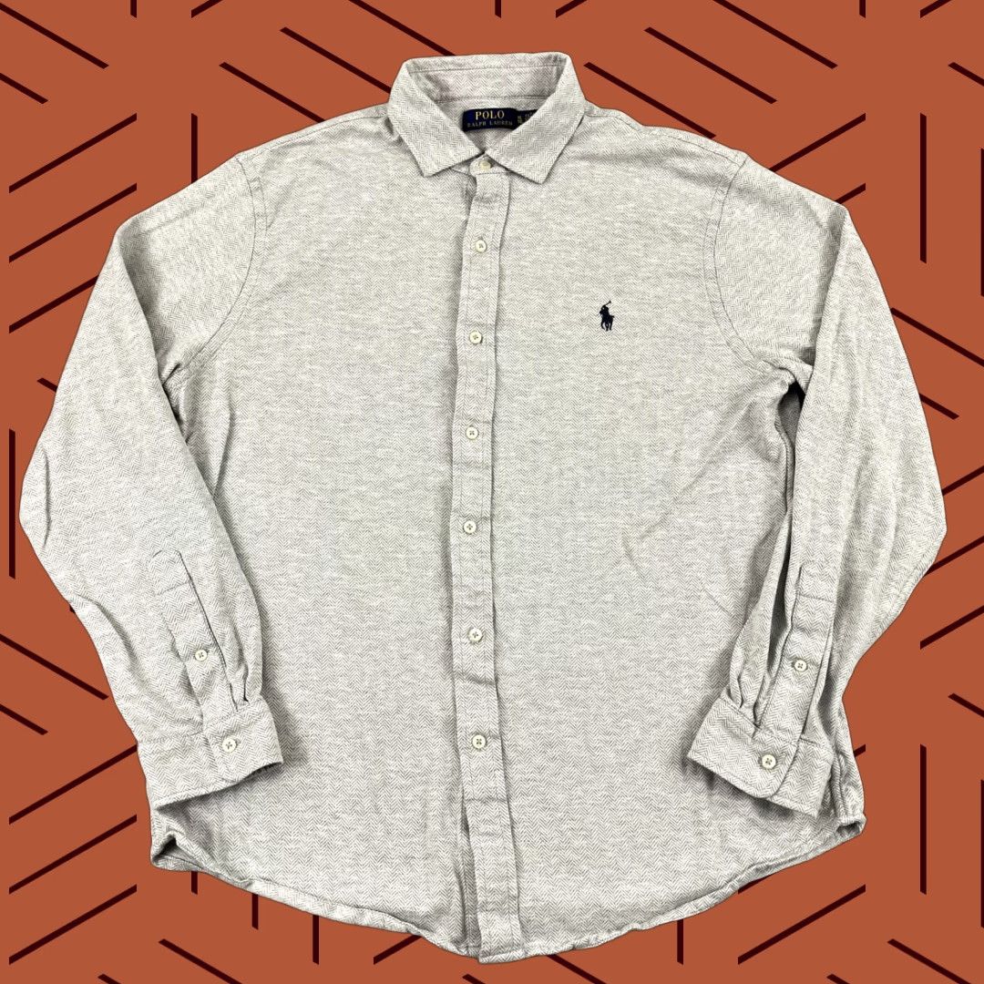 Polo Ralph Lauren Polo Ralph Lauren Shirt Mens Extra Large Gray Herringbone Button Up Long Sleeve Size US XL / EU 56 / 4 - 1 Thumbnail