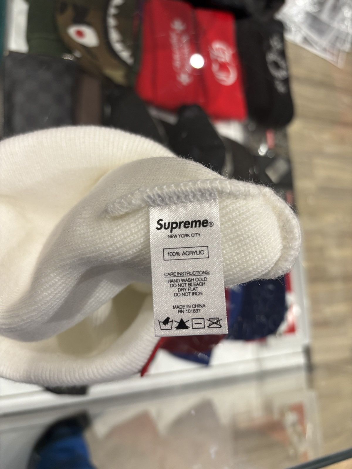 Supreme Supreme NY Patch Beanie White Size ONE SIZE - 3 Thumbnail