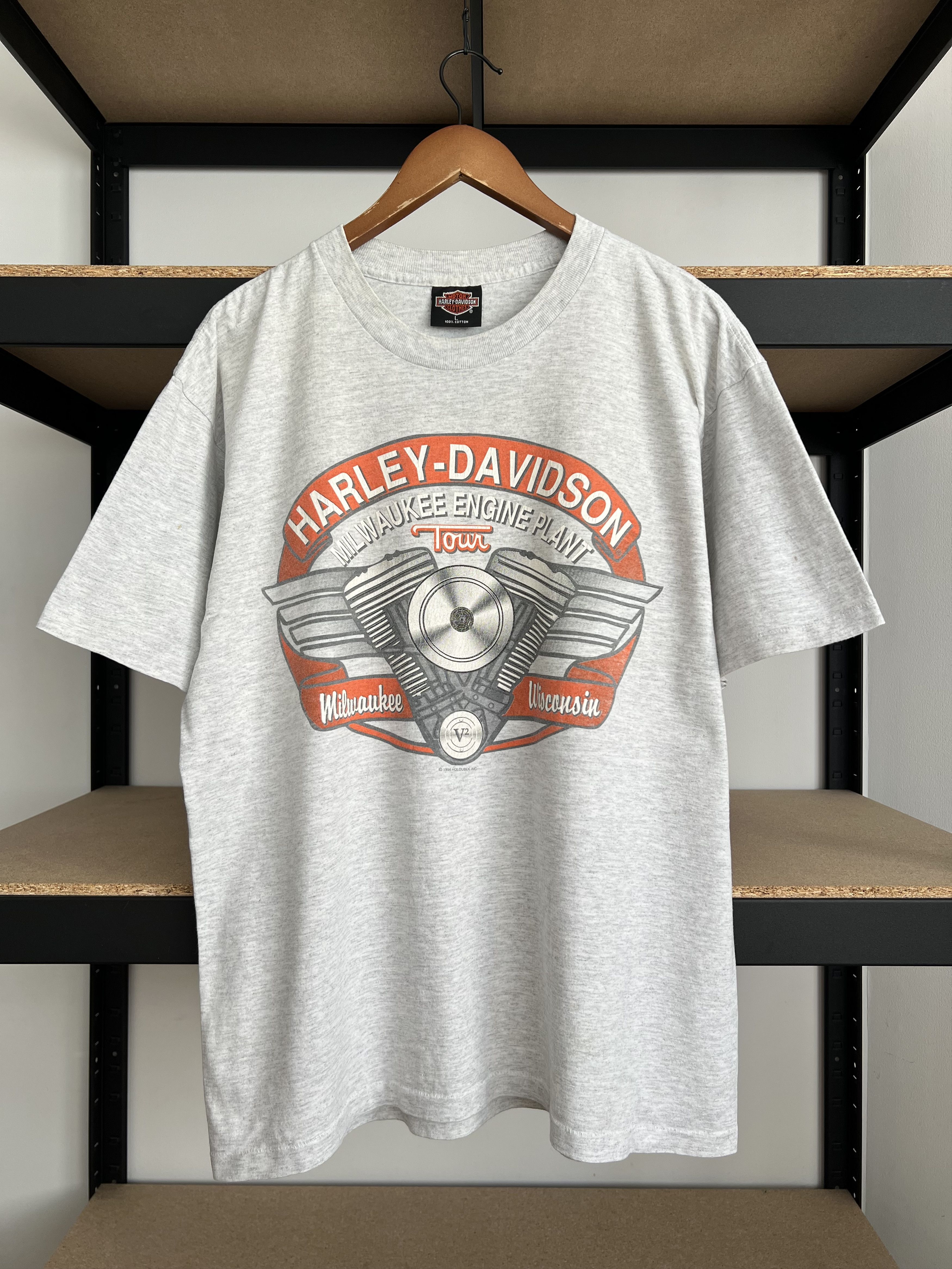 Harley Davidson Vintage 1994 Harley Davidson Engine Motor Gray T-shirt Size US L / EU 52-54 / 3 - 1 Thumbnail
