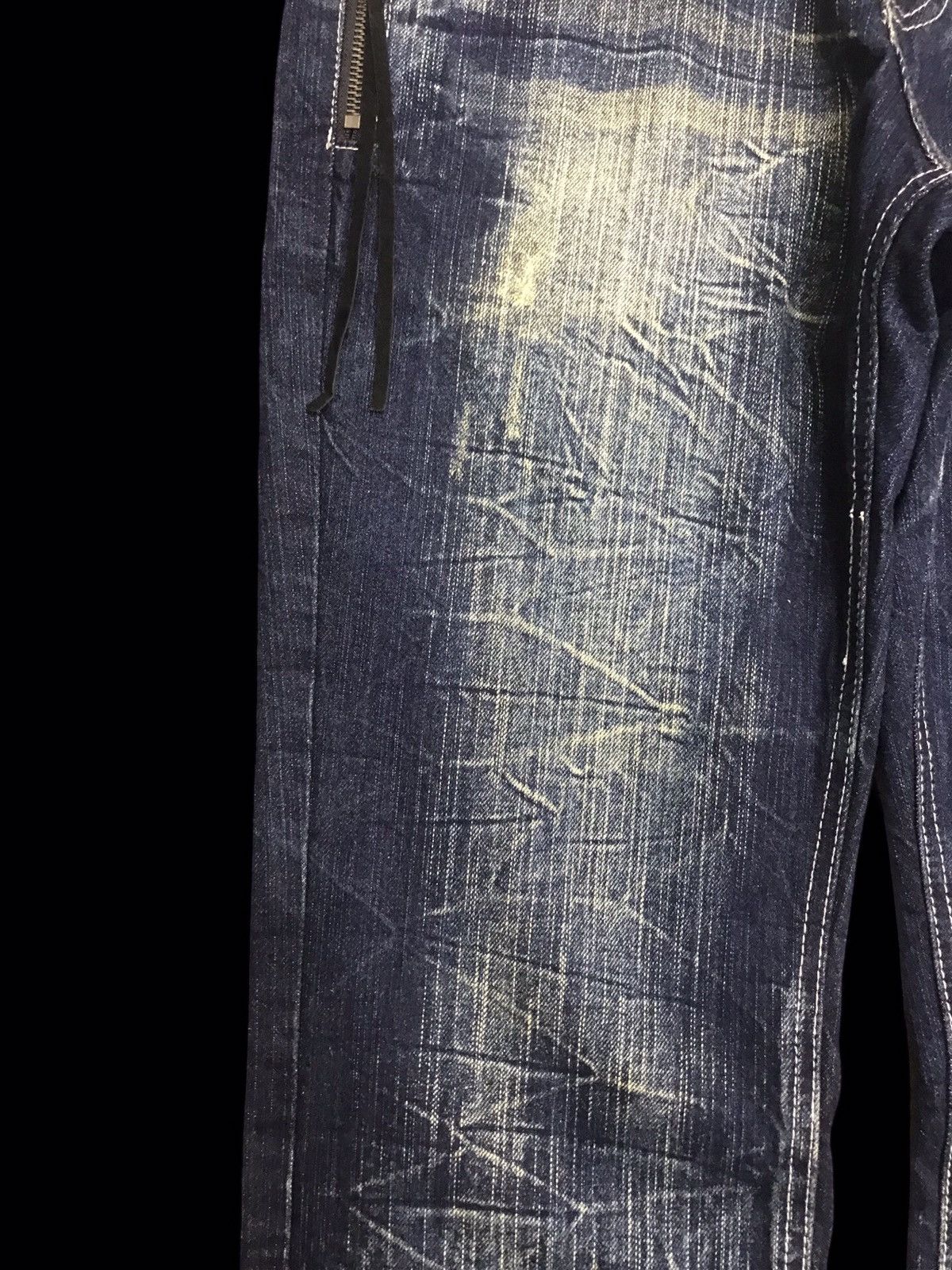 Japanese Brand 💥DOUBLE WAIST💥BLOW BY BLUE INDIGO CRAZY FADES DENIM F314 Size US 33 - 6 Thumbnail