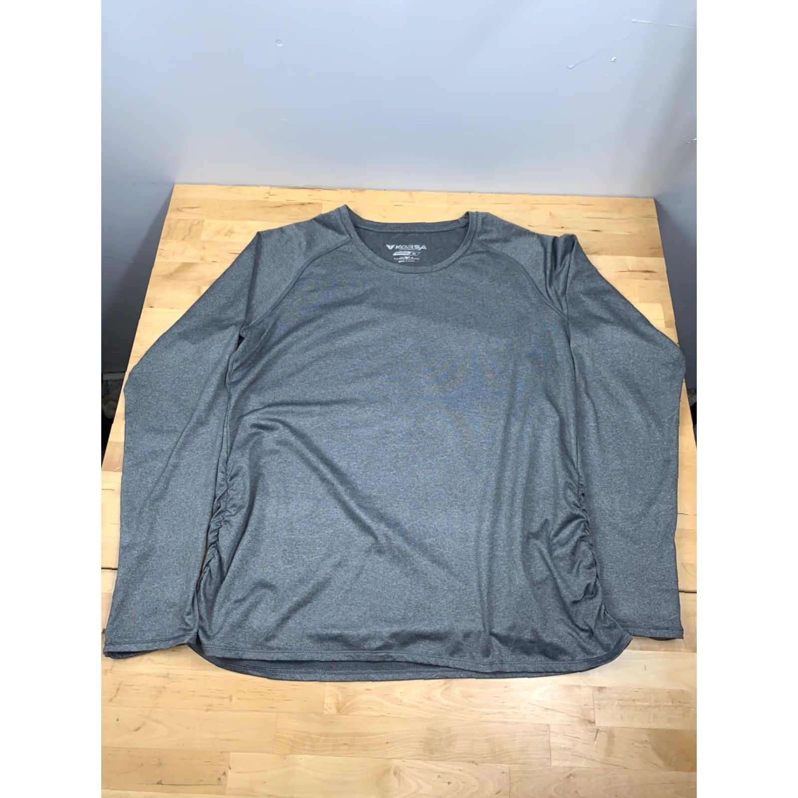 Vintage Korsa by Roadrunner Womens Ruched Long Sleeve Activewear Shirt XL Gray Pullover T-Shirt Ladies Size XL / US 12-14 / IT 48-50 - 2 Thumbnail