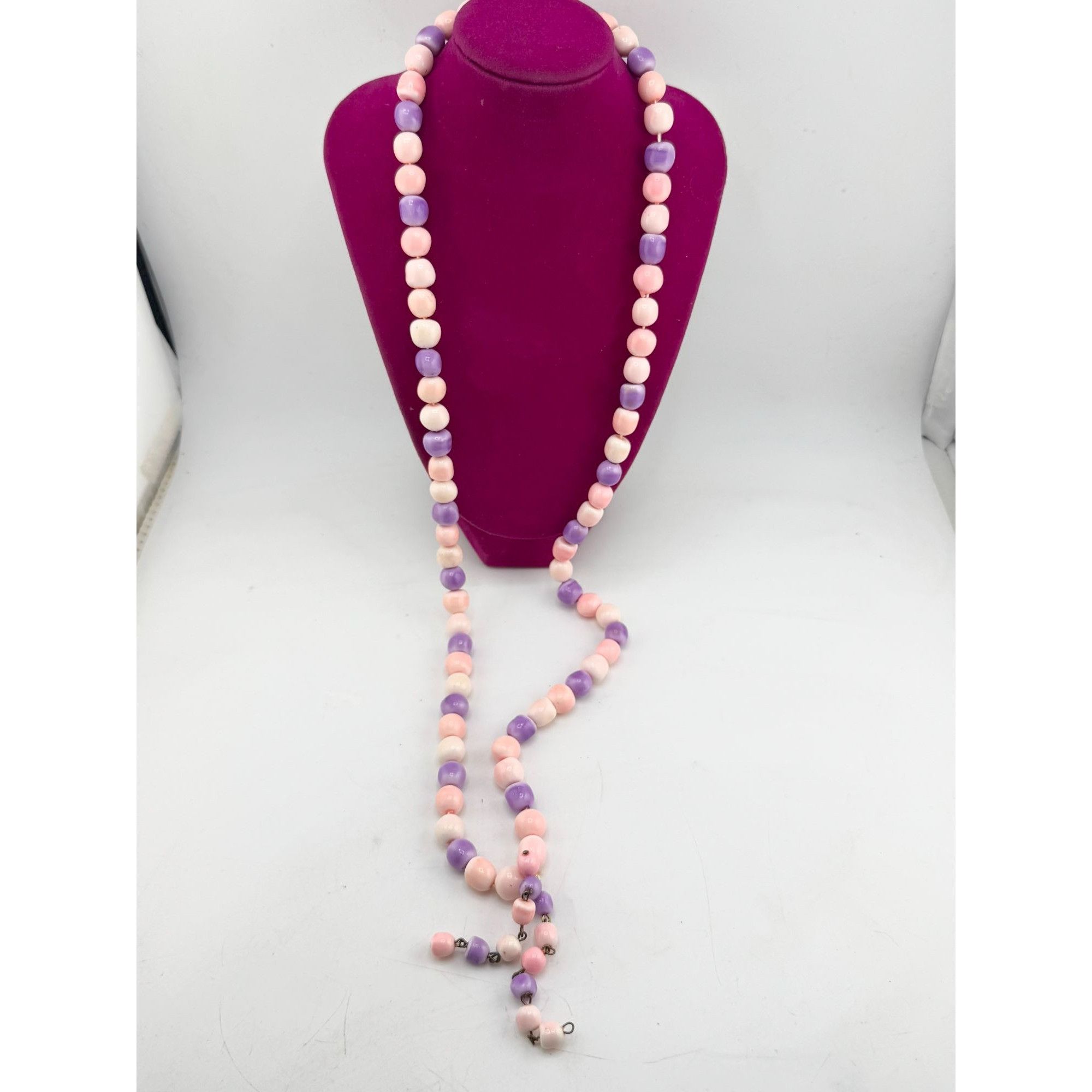 Vintage Vintage pink purple beaded long necklace Size ONE SIZE - 3 Thumbnail