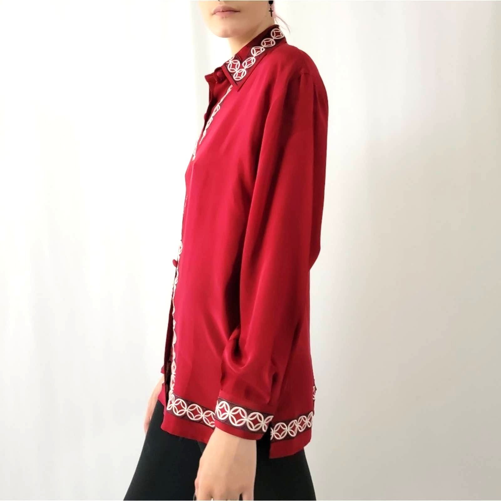 Diane von Furstenberg Vintage 90s Diane Von Furstenburg Silk Blouse Button Up Top Size S / US 4 / IT 40 - 5 Thumbnail