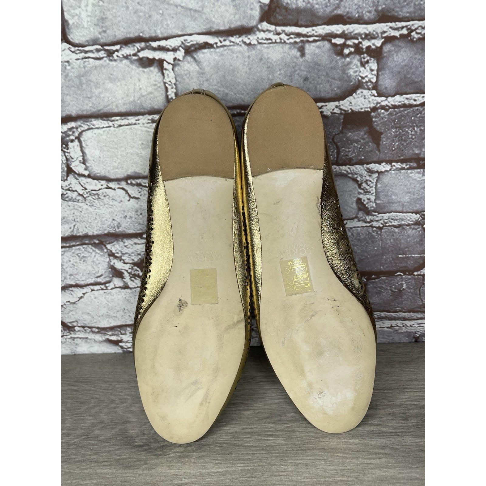J.Crew J.Crew Nora Metallic Gold Leather Perforated Ballet Flats Wo Size US 10 / IT 40 - 18 Thumbnail