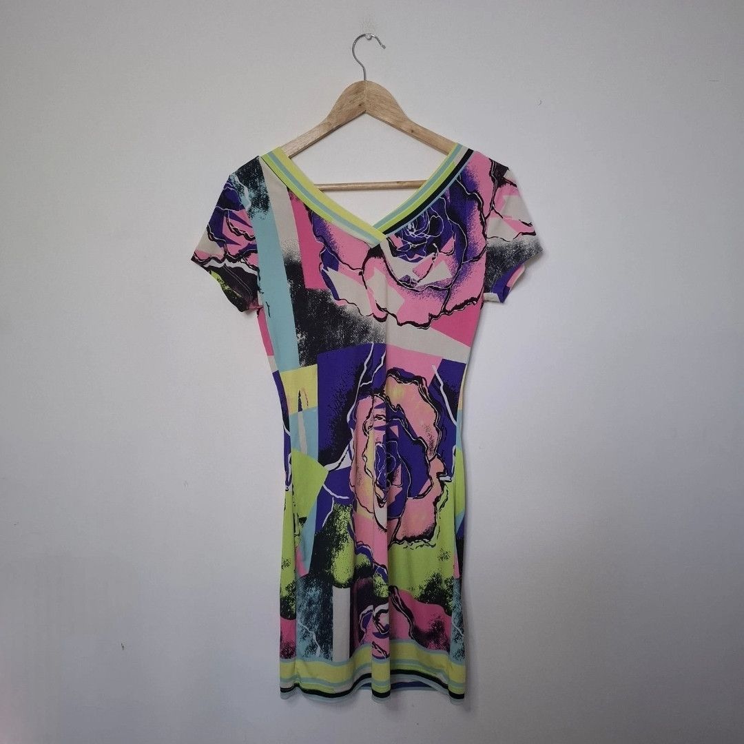 Roberto Cavalli ROBERTO CAVALLI Abstract Printed Jersey Mini Dress Size XL / US 12-14 / IT 48-50 - 5 Thumbnail