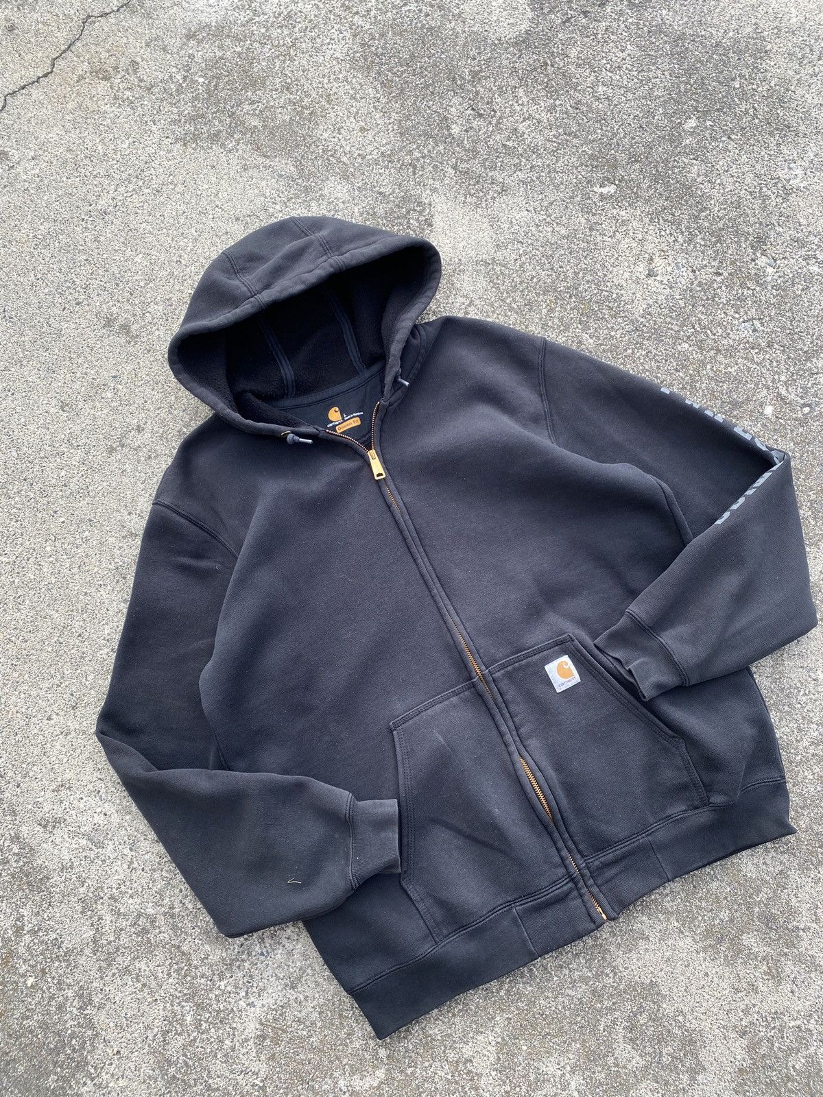 Vintage Vintage Black Carhartt Faded Zipup Painters Hoodie | Grailed